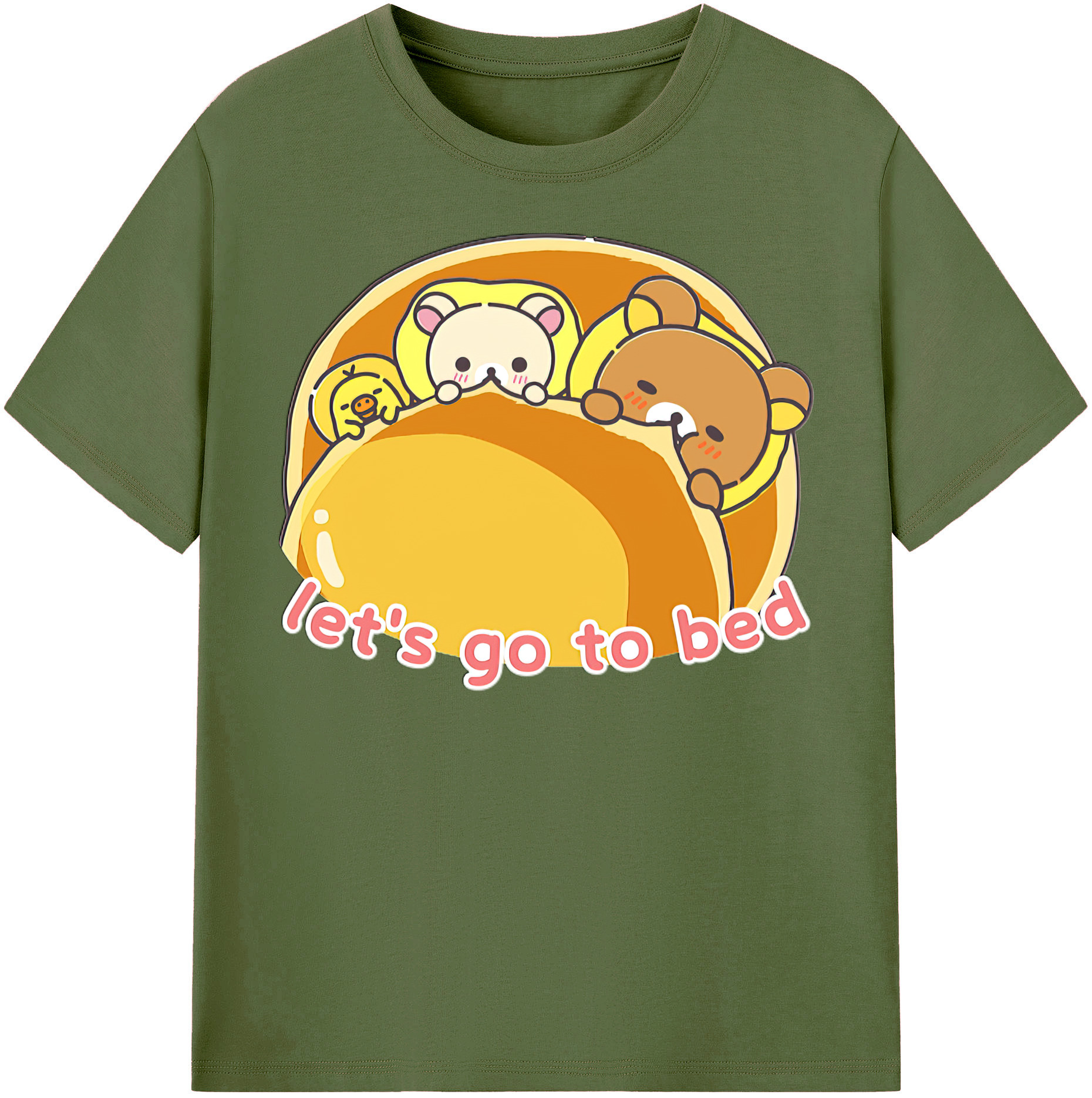 （画像用） リラックマ リラックマ キイロイトリ Rilakkuma Korilakkuma Kiiroitori 綿100％半袖Tシャツ（フロントプリント）